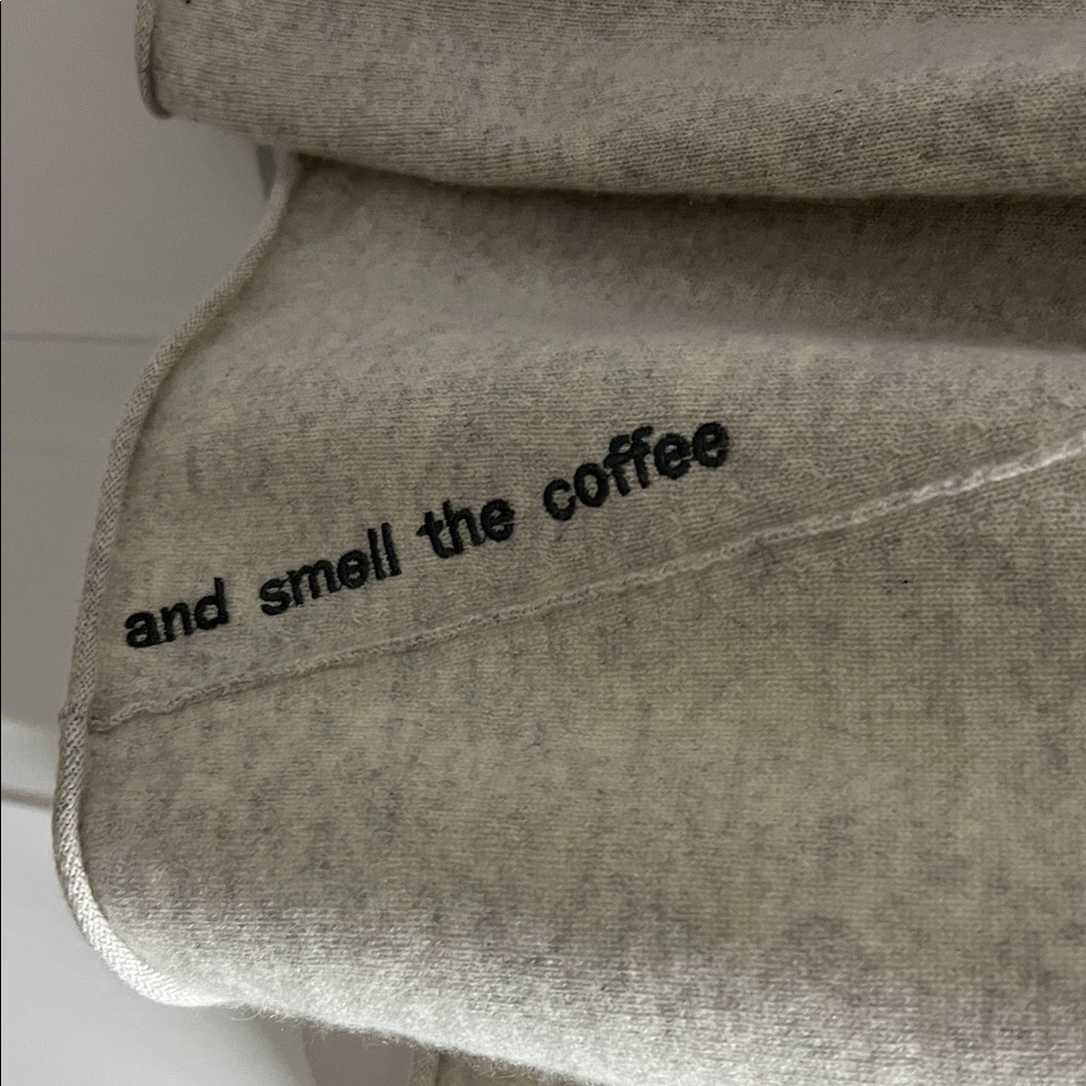 L T women’s cashmere sweater light gray Wake Up smell the coffee size Large L - Picture 4 of 7